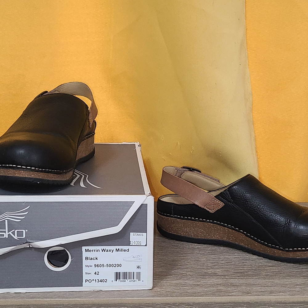 Dansko Black Leather Women's Mules